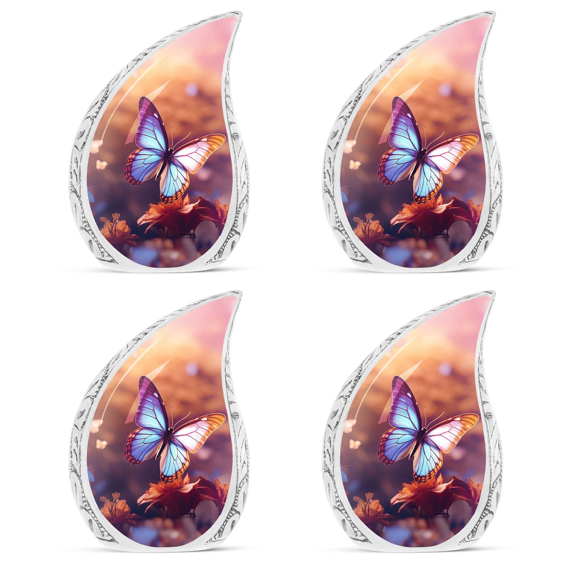 Blue Butterlies- Butterfly Urn Teardrop Cremation Urn