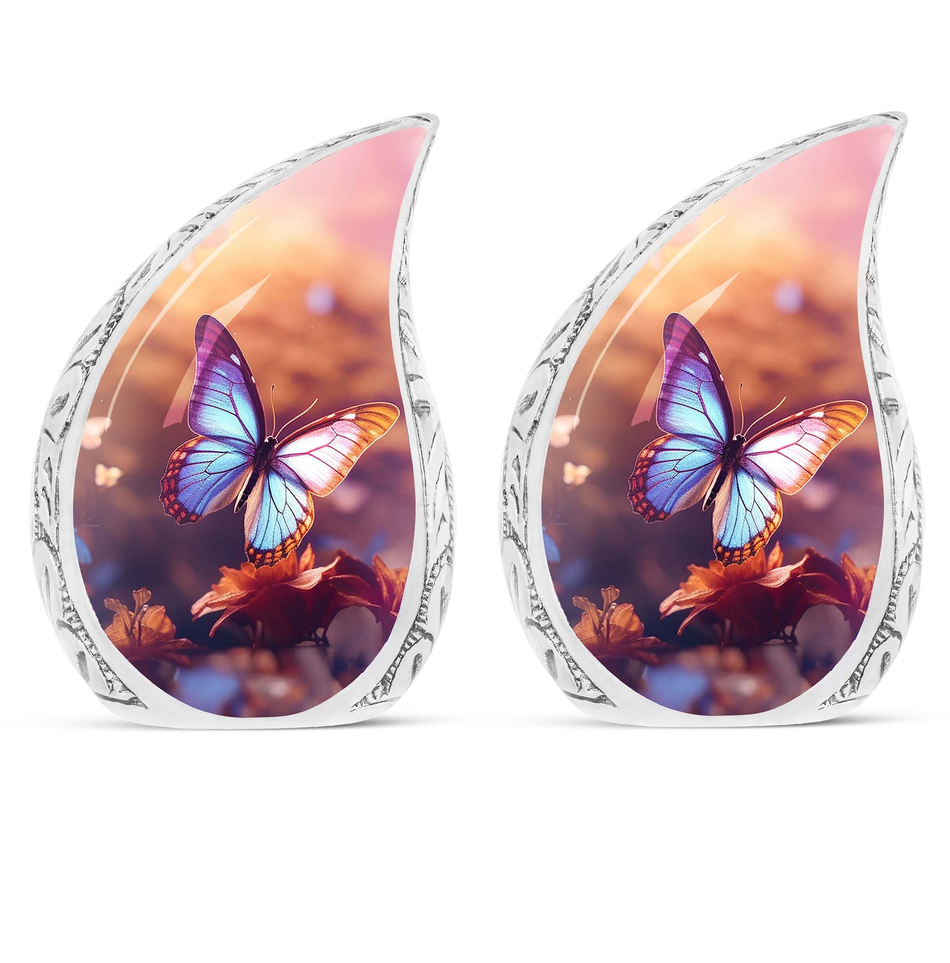 Blue Butterlies- Butterfly Urn Teardrop Cremation Urn