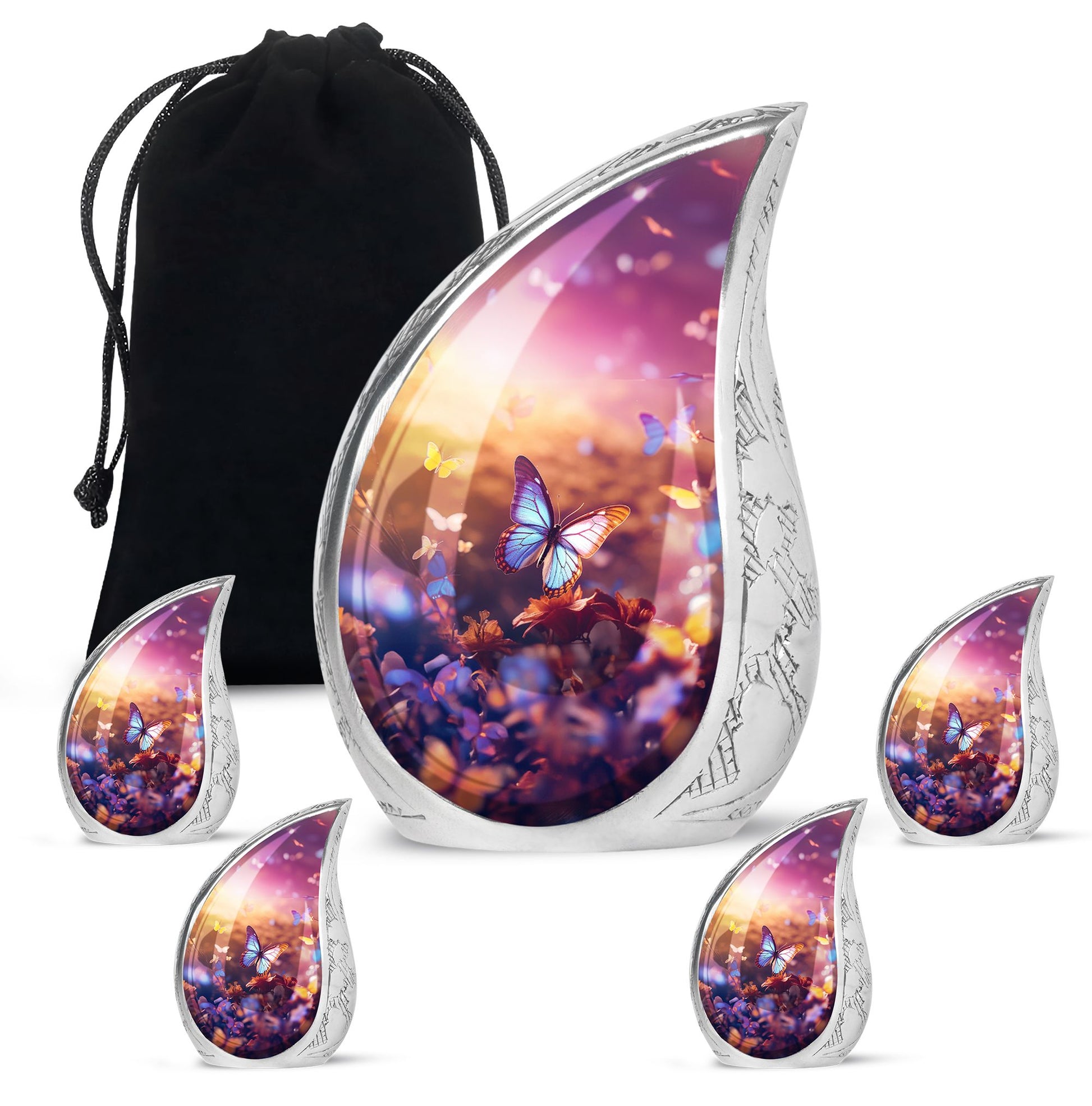 Blue Butterlies- Butterfly Urn Teardrop Cremation Urn