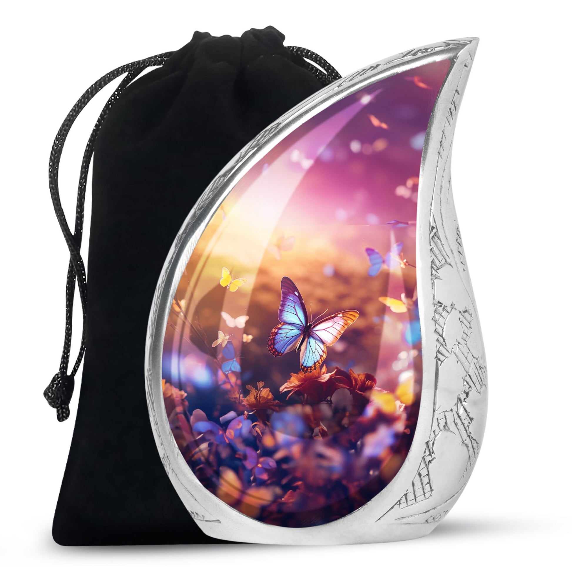 Blue Butterlies- Butterfly Urn Teardrop Cremation Urn