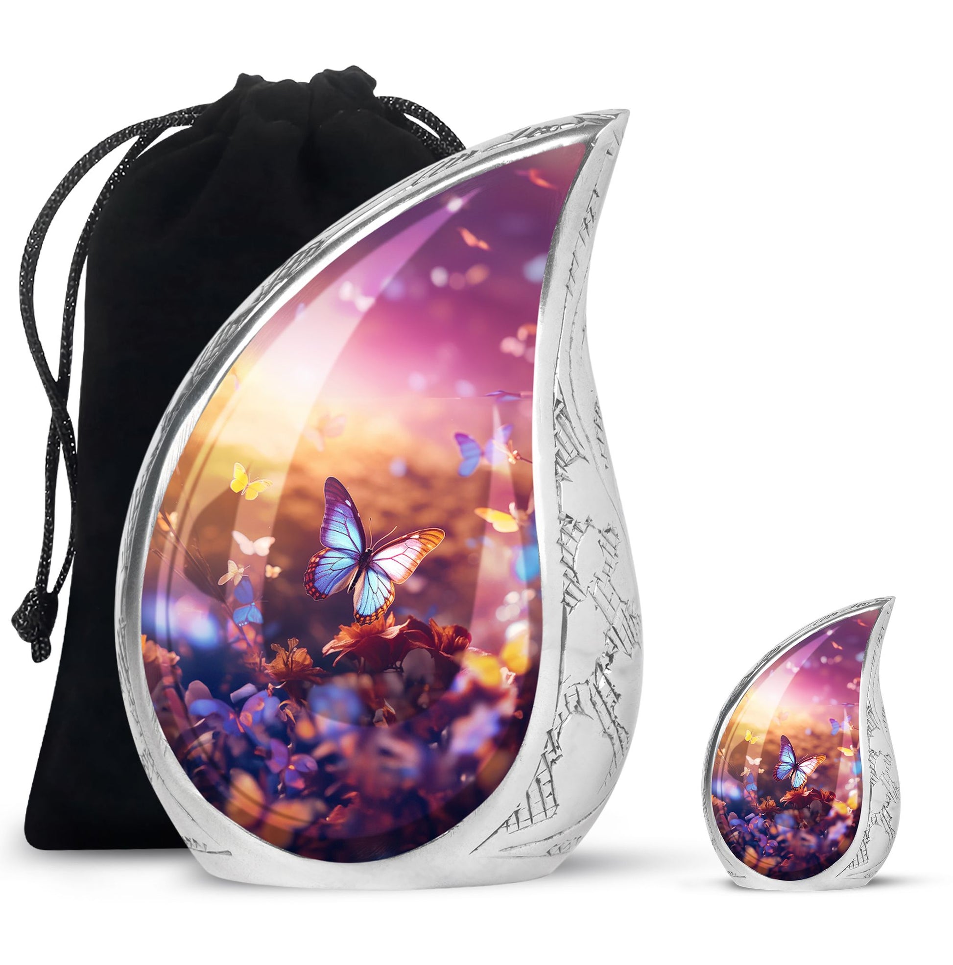 Blue Butterlies- Butterfly Urn Teardrop Cremation Urn