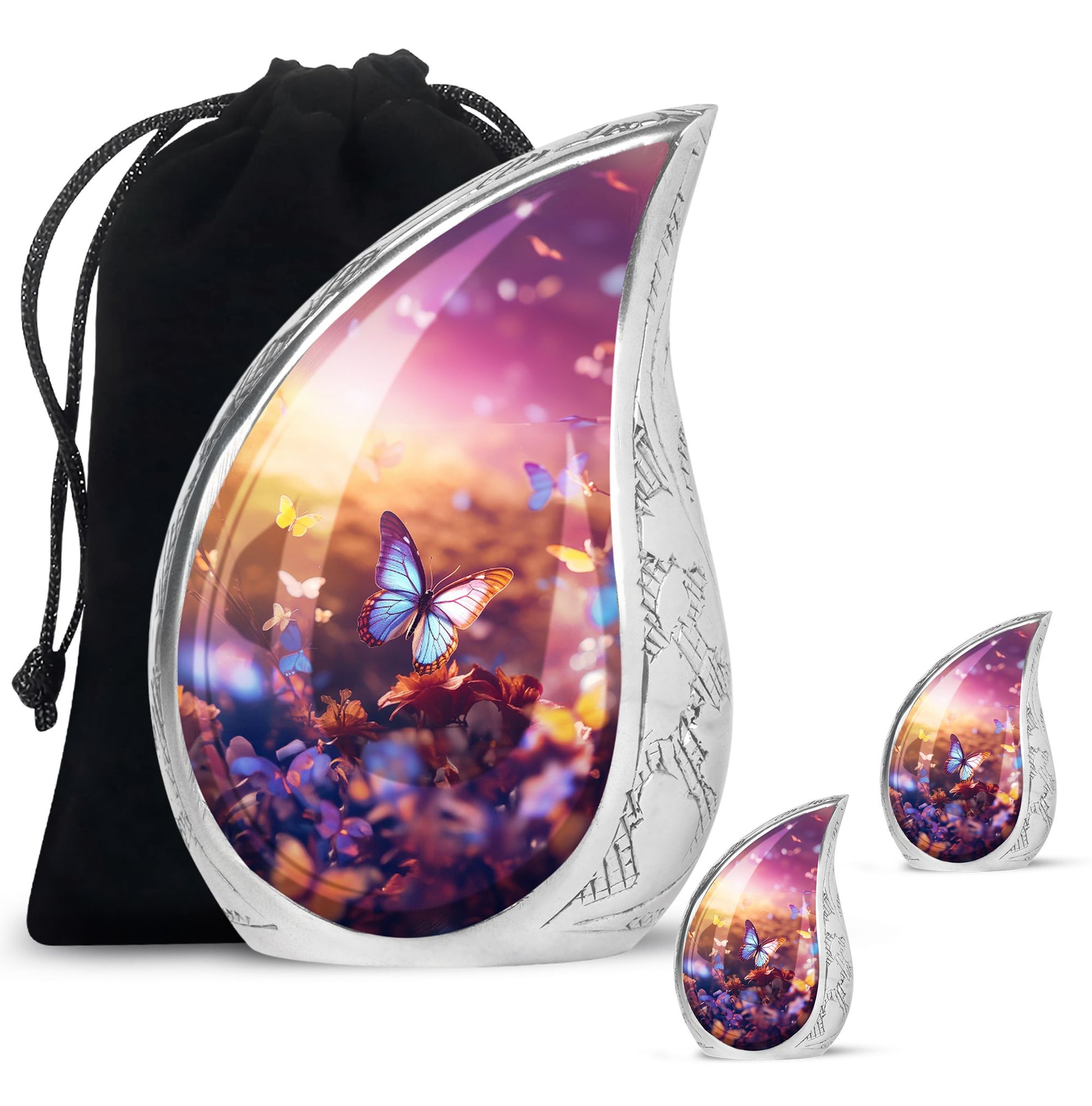 Blue Butterlies- Butterfly Urn Teardrop Cremation Urn