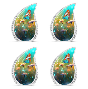 Colorfull Butterflies Meadow Teardrop Shaped Urns For Ashes