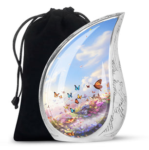 Butterflies Fly- Butterfly Urn Teardrop Cremation Urn For Ashes
