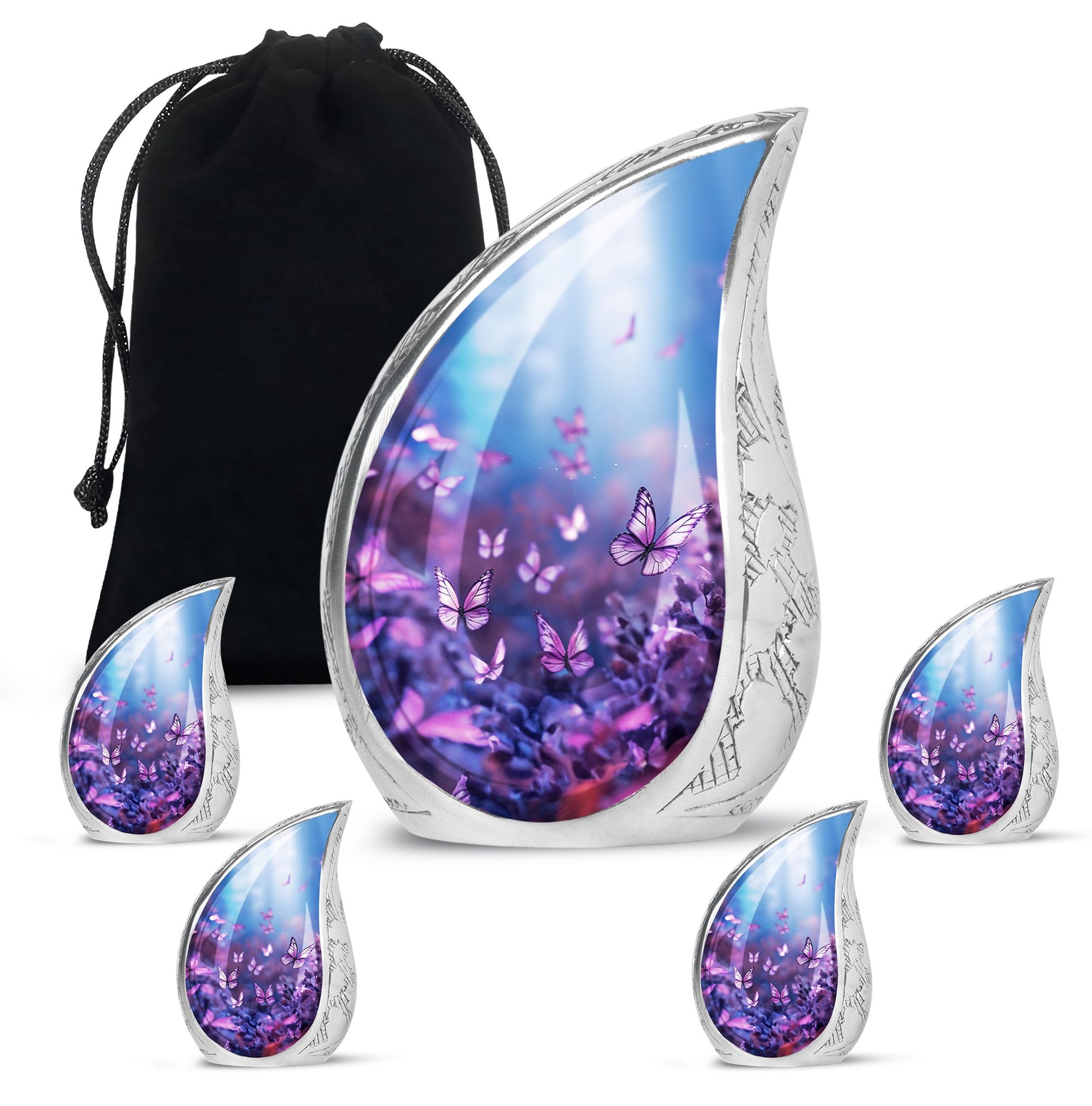 Teardrop Shape Butterfly Urn Large Urn With 4 Keepsake Urn
