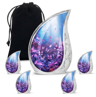 Teardrop Shape Butterfly Urn Large Urn With 4 Keepsake Urn