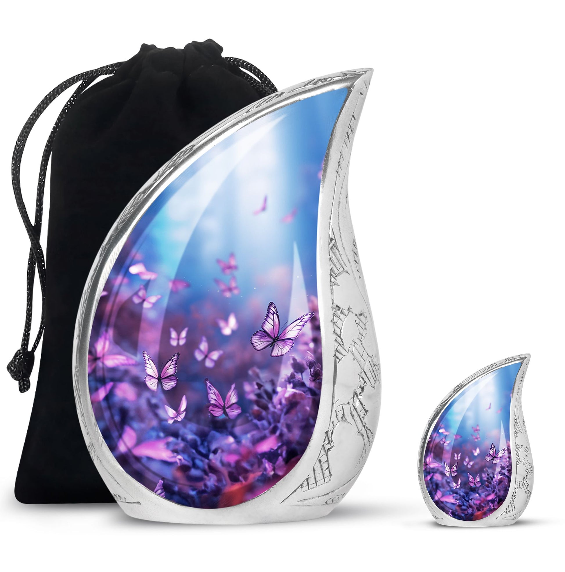 Teardrop Shape Butterfly Urn Large Urn With 1 Keepsake Urn