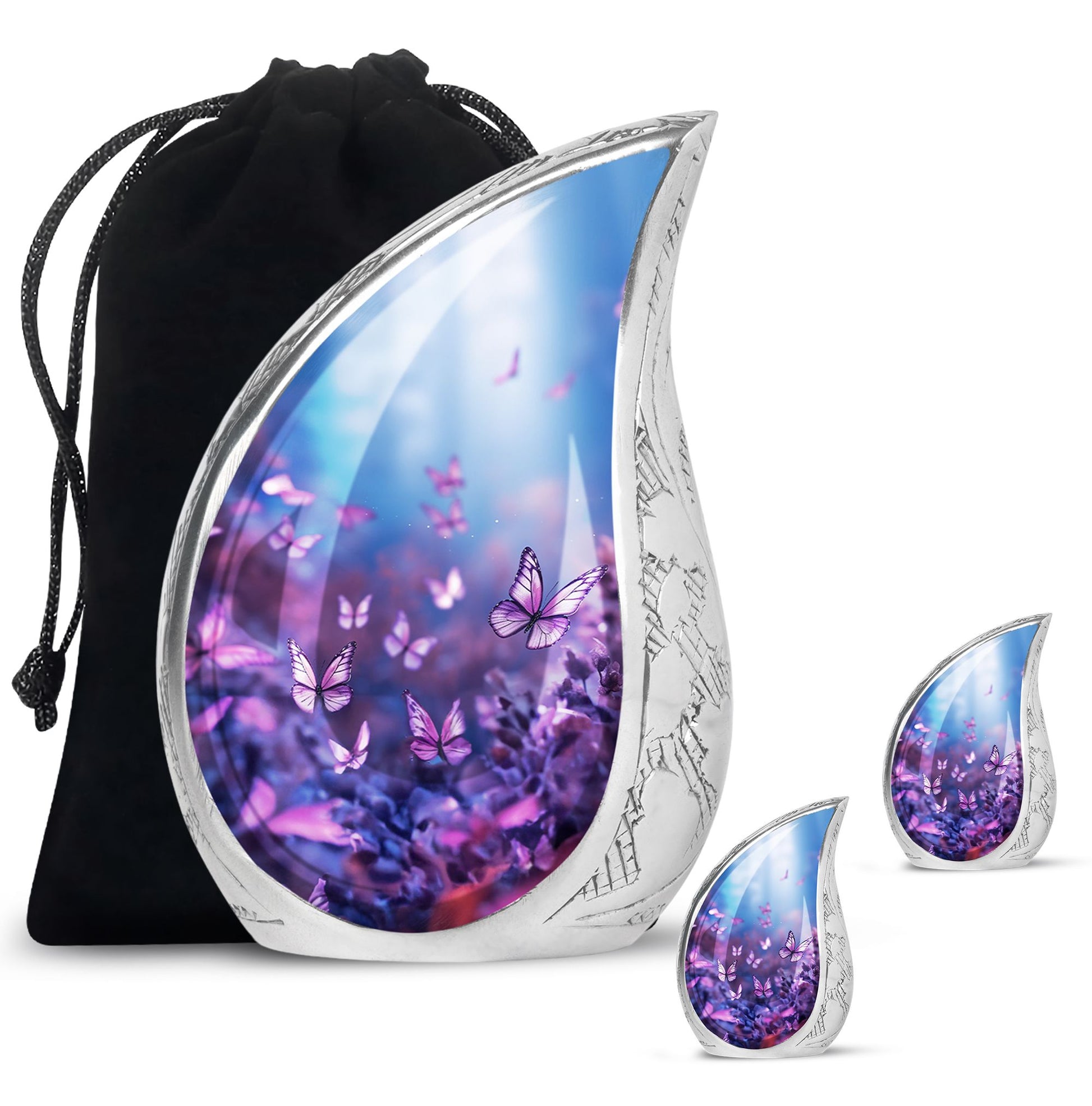 Teardrop Shape Butterfly Urn Large Urn With 2 Keepsake Urn