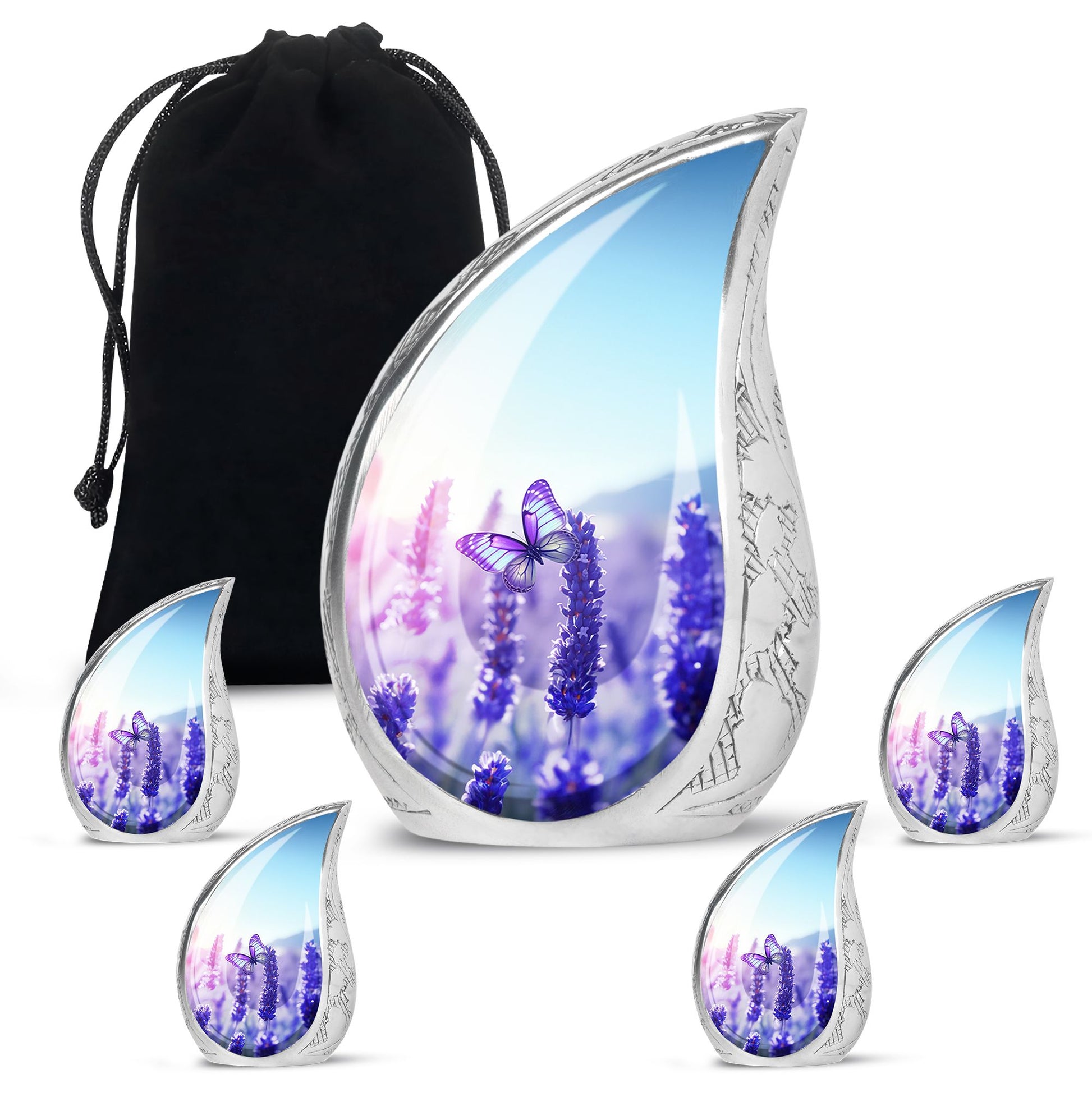 Magical Glowing Butterfly Fantasy Teardrop Cremation Urn For Ashes