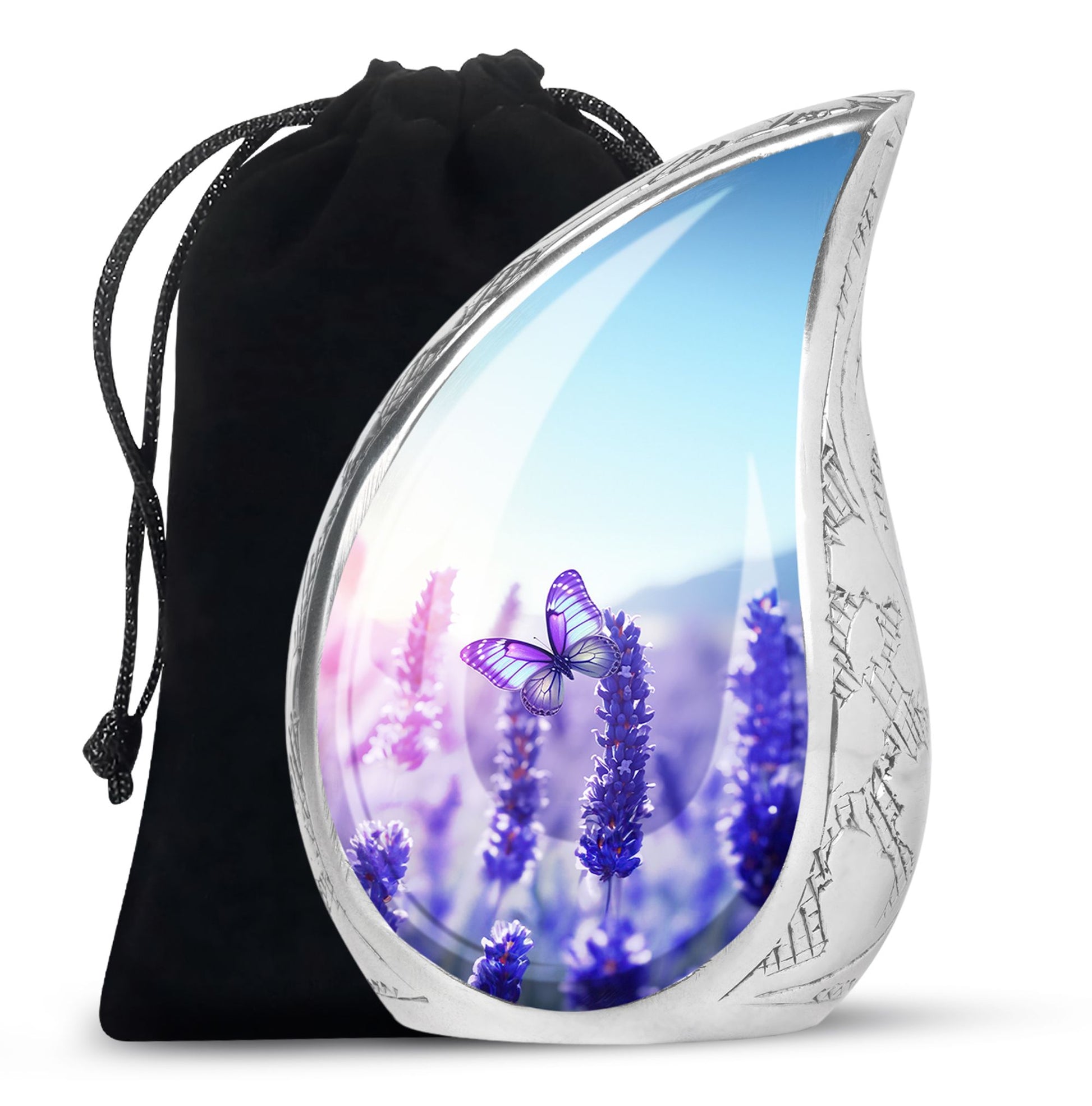 Magical Glowing Butterfly Fantasy Teardrop Cremation Urn For Ashes