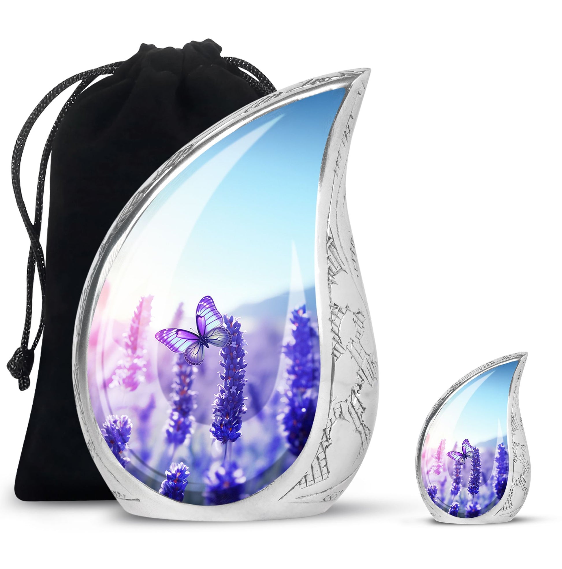 Teardrop Shape Butterfly Urn Large Urn With 1 Keepsake Urn