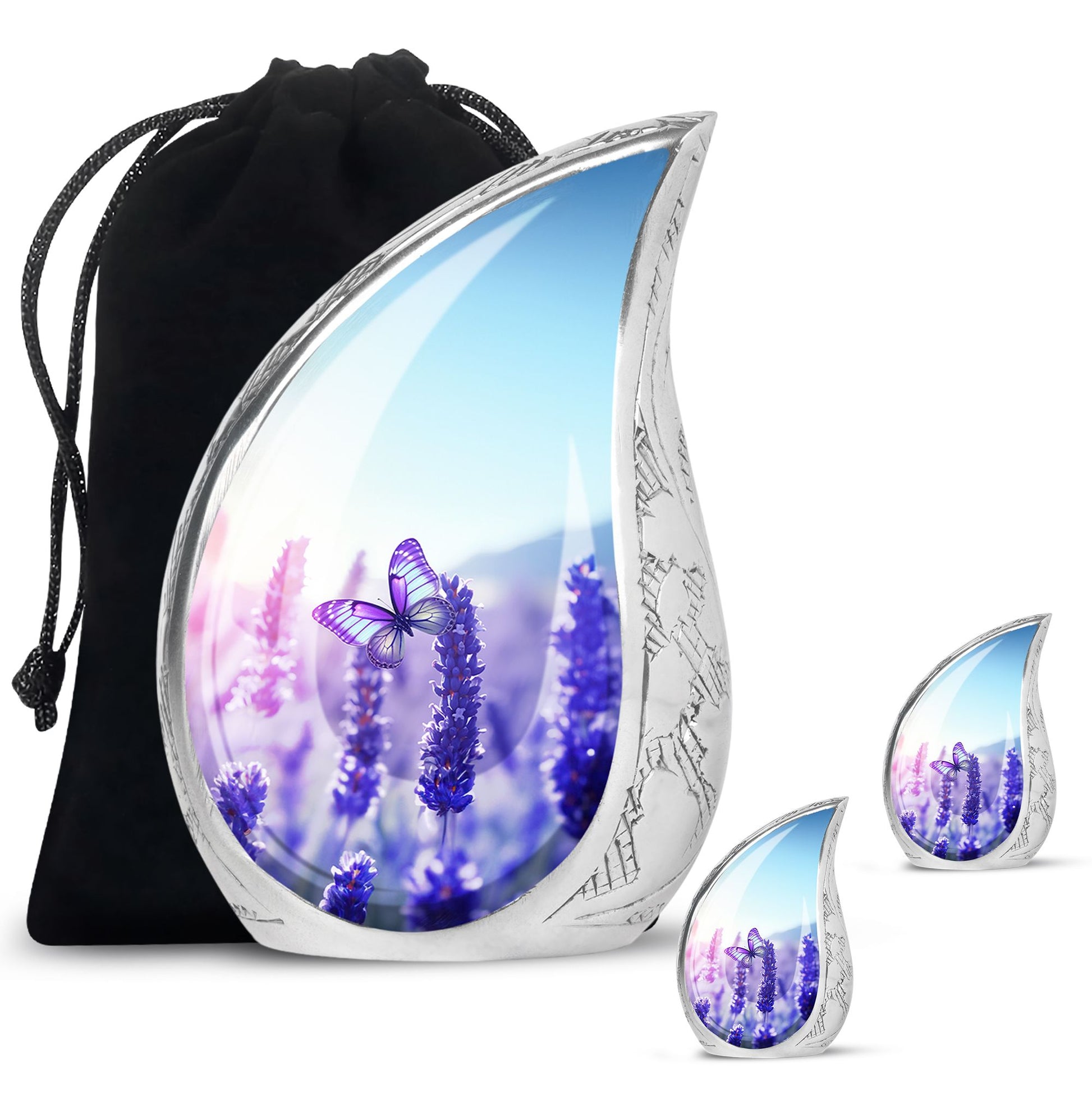 Teardrop Shape Butterfly Urn Large Urn With 2 Keepsake Urn