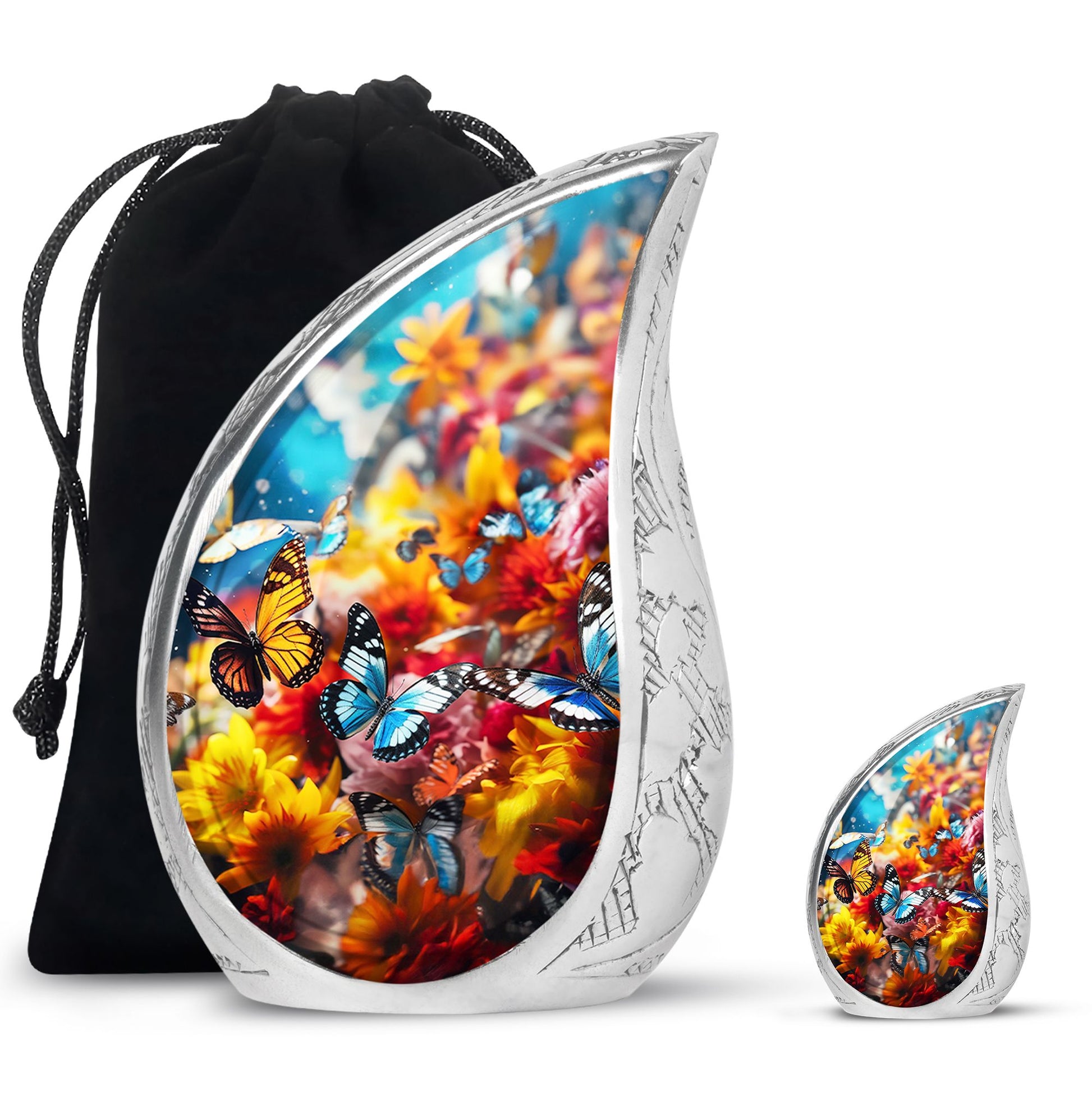 Magical Glowing Butterfly Fantasy Large Teardrop Urn For Ashes