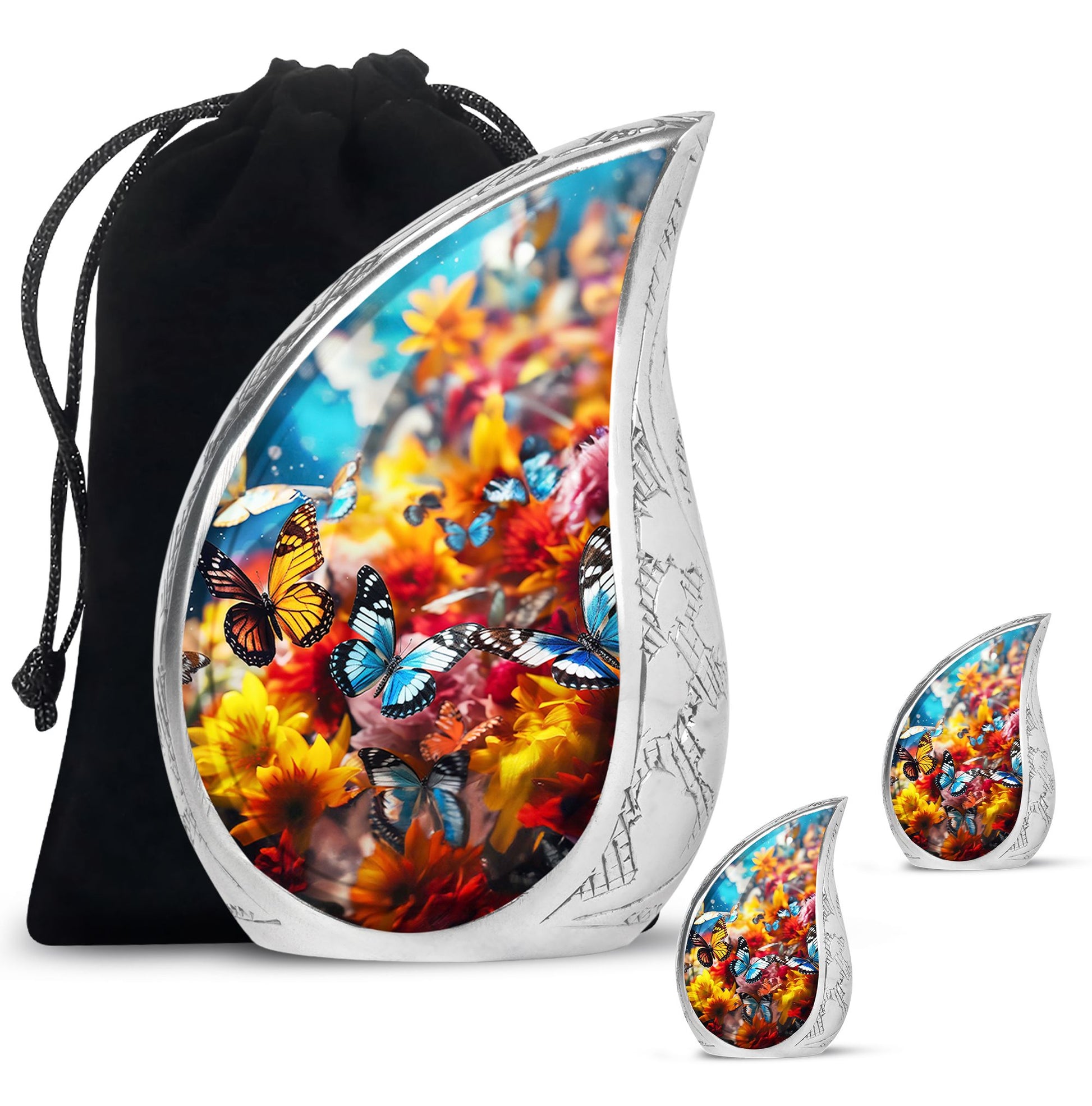 Magical Glowing Butterfly Fantasy Large Teardrop Urn For Ashes