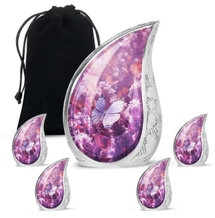 Teardrop Shape Butterfly Urn Large Urn With 4 Keepsake Urn