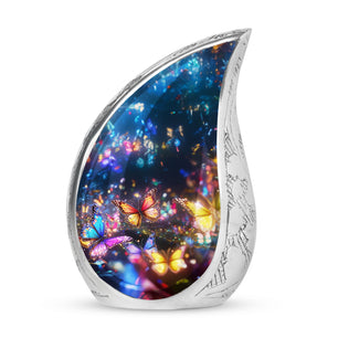 Butterflies Fly Sunset Meadow Teardrop Shaped Urns For Ashes