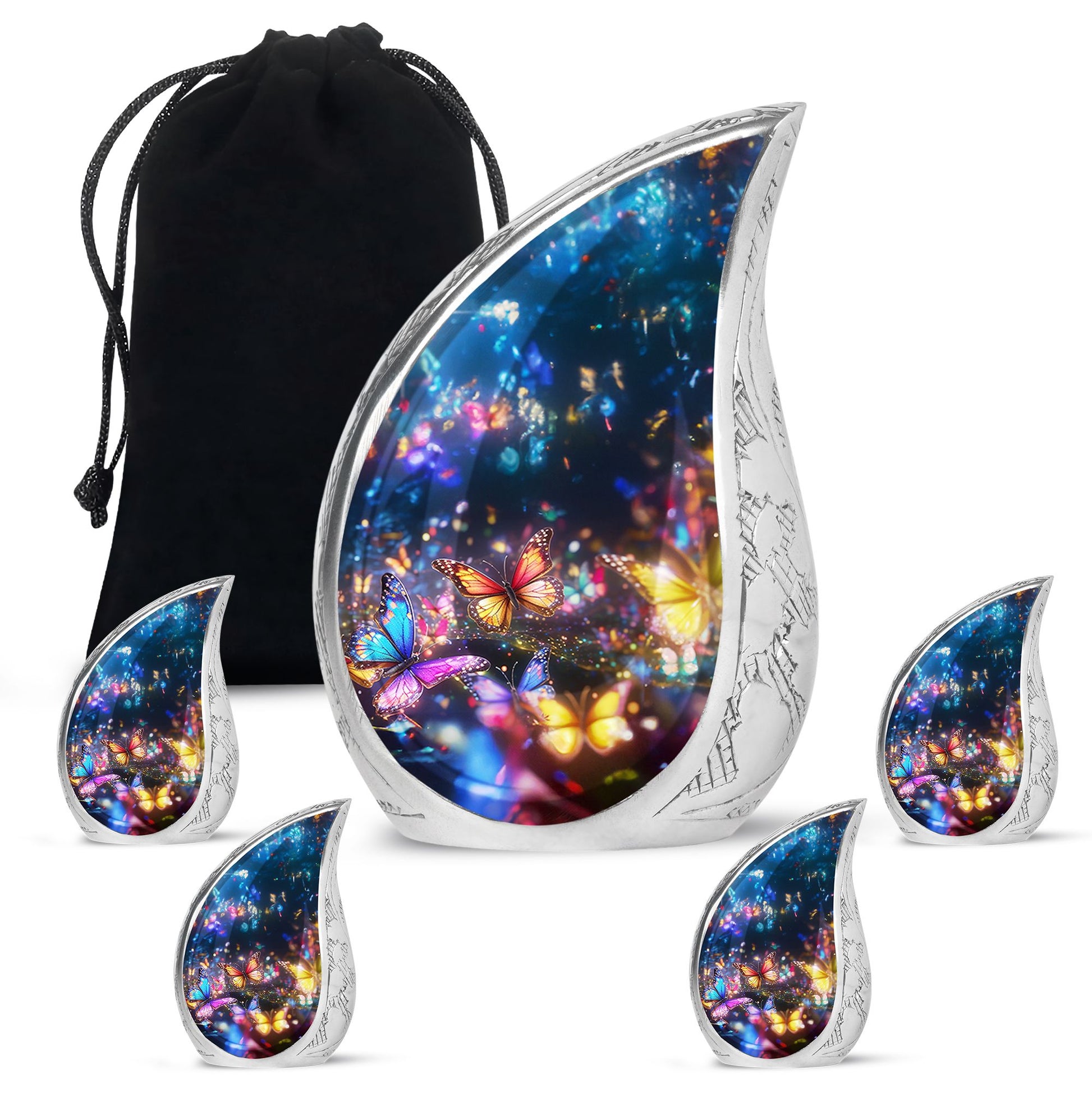 Butterflies Fly Sunset Meadow Teardrop Shaped Urns For Ashes