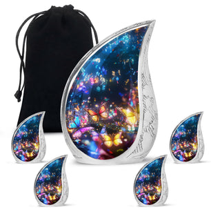 Butterflies Fly Sunset Meadow Teardrop Shaped Urns For Ashes