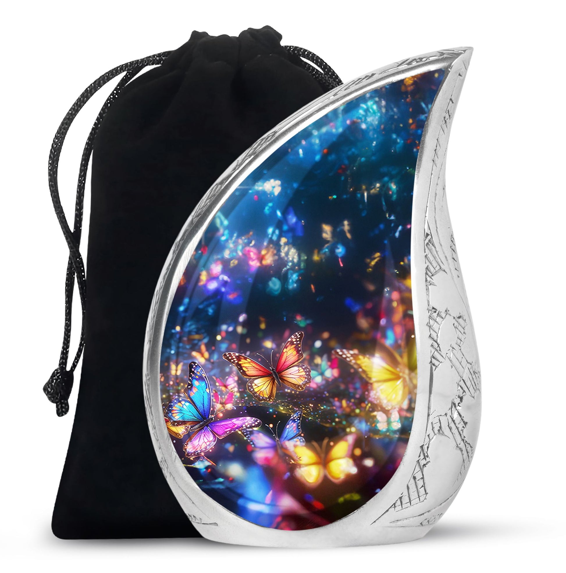 Butterflies Fly Sunset Meadow Teardrop Shaped Urns For Ashes