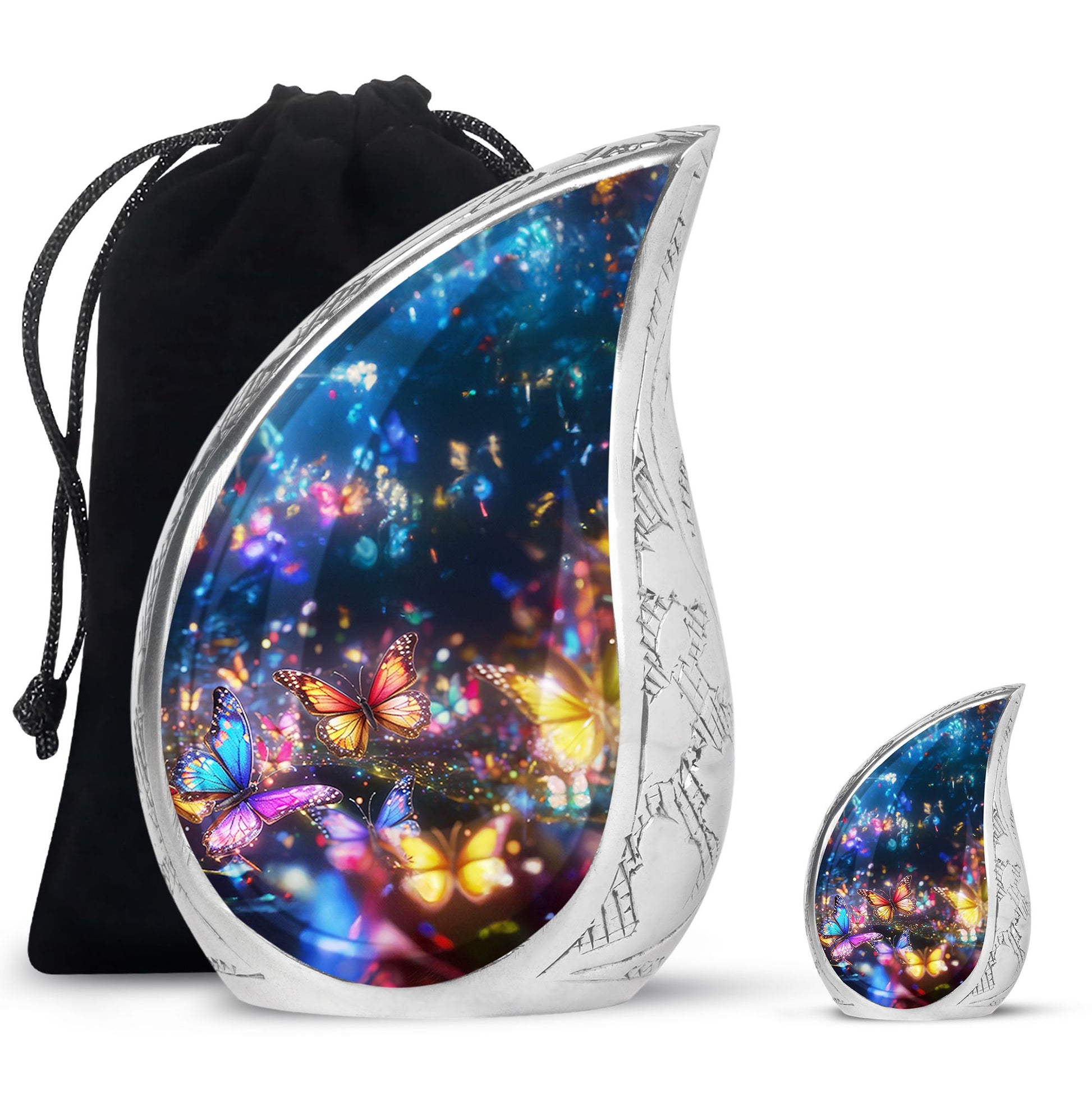 Butterflies Fly Sunset Meadow Teardrop Shaped Urns For Ashes