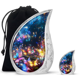 Butterflies Fly Sunset Meadow Teardrop Shaped Urns For Ashes