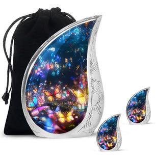 Butterflies Fly Sunset Meadow Teardrop Shaped Urns For Ashes