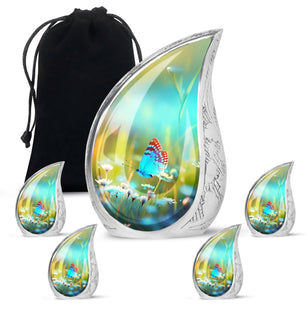 Colorfull Butterflies Fly- Butterfly Urn Teardrop Cremation Urn