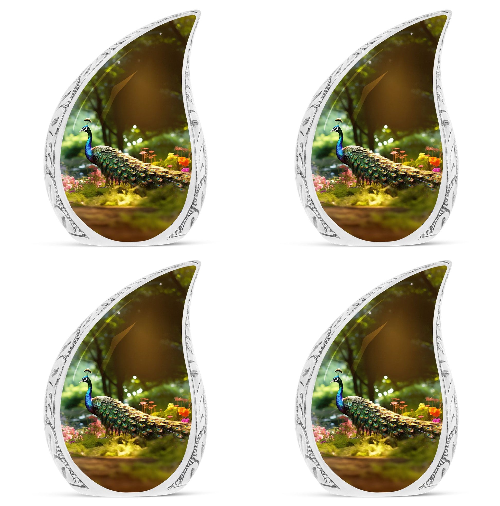Colorfull Peacock Garden - Peacock Urn Teardrop Shaped Urns For Ashes