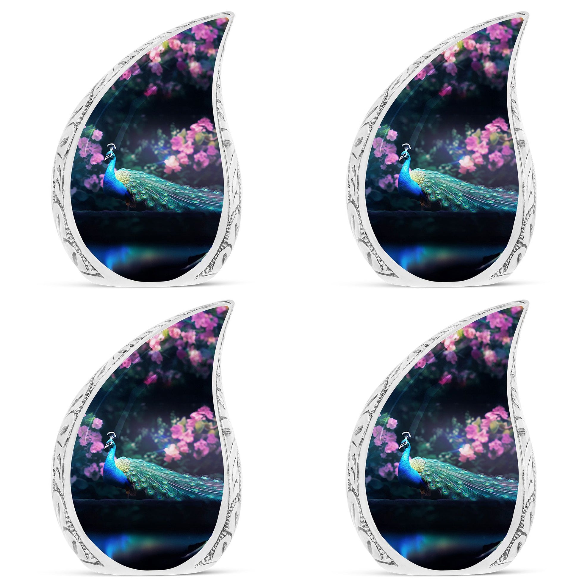 Teardrop Shape Peacock Urn Keepsake Urn Pack of 4