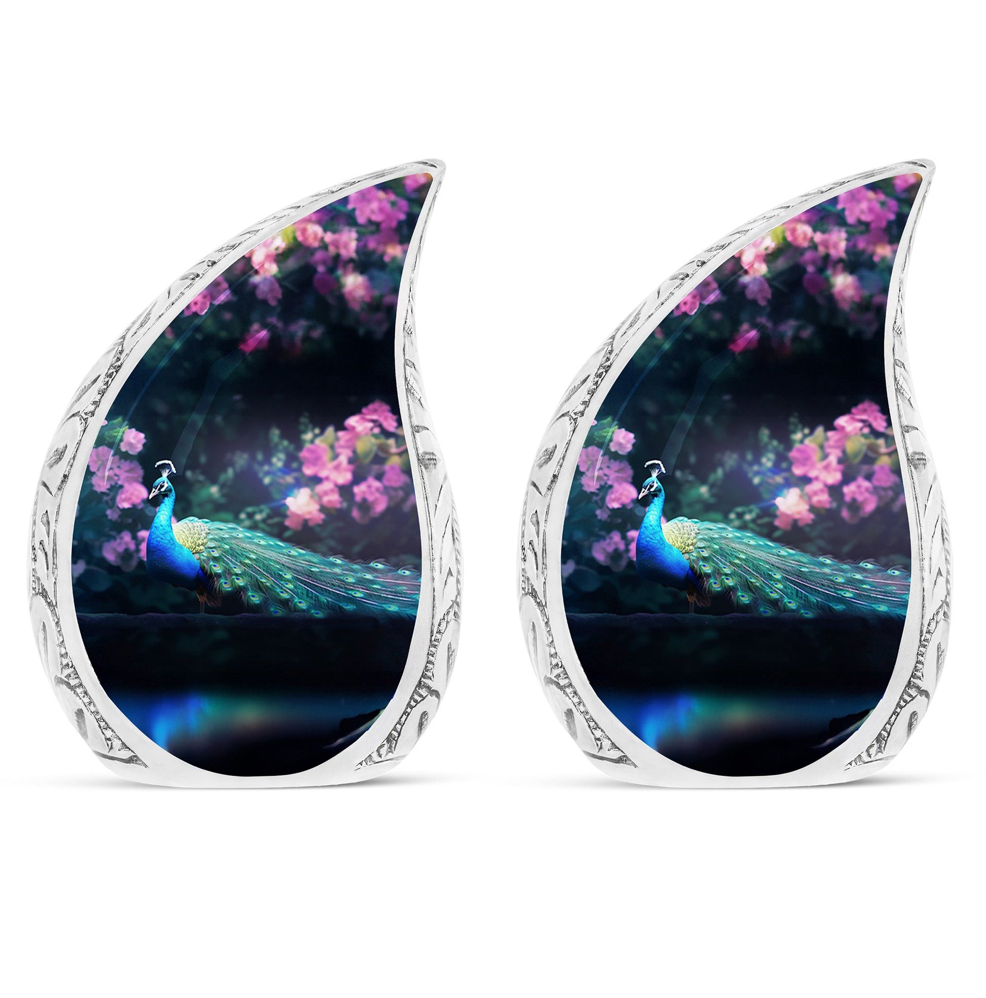 Teardrop Shape Peacock Urn Keepsake Urn Pack of 2