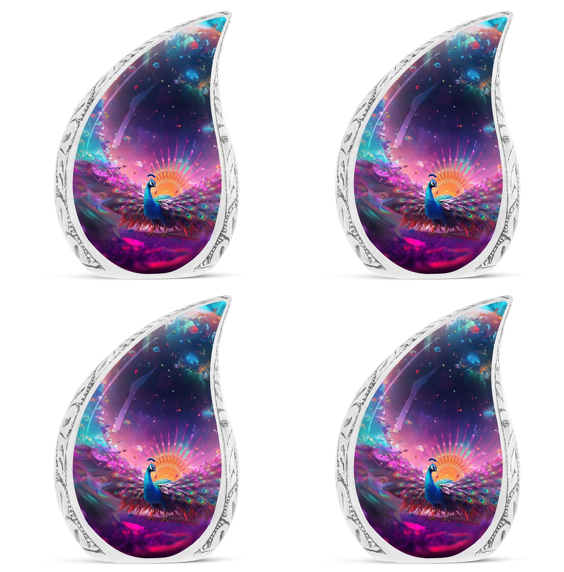 Teardrop Shape Peacock Urn Keepsake Urn Pack of 4