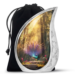 Teardrop Shape Peacock Urn Large 10 Inch