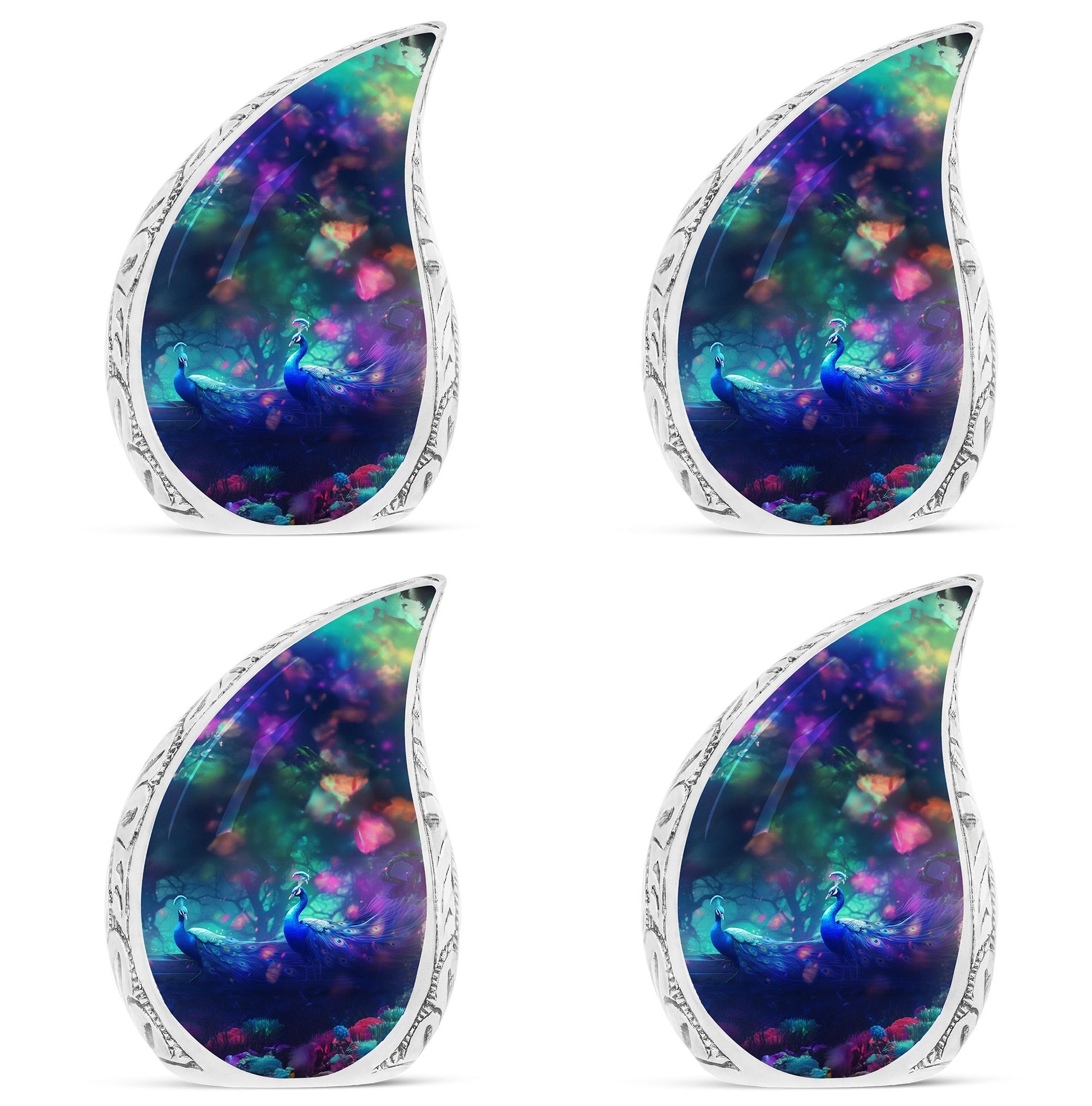 Teardrop Shape Peacock Urn Keepsake Urn Pack of 4