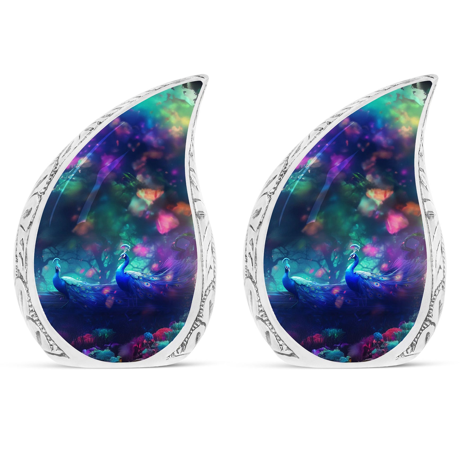 Teardrop Shape Peacock Urn Keepsake Urn Pack of 2