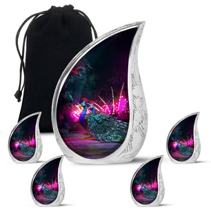 Teardrop Shape Peacock Urn Large Urn With 4 Keepsake Urn