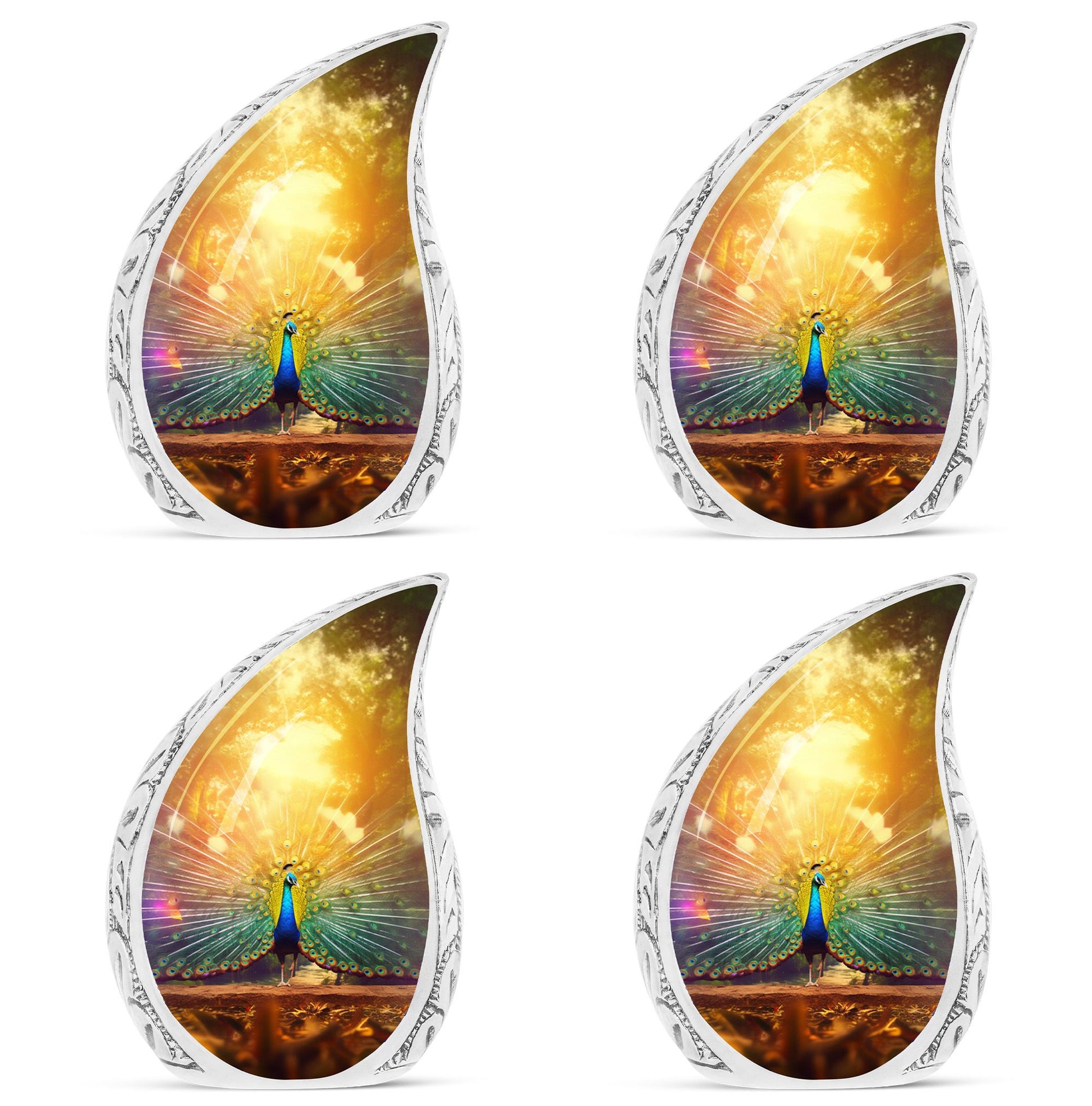 Peacock Feathers - Peacock Urn Teardrop Cremation Urn For Ashes