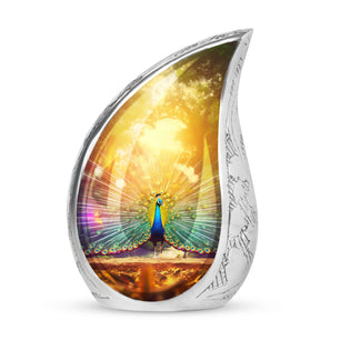 Peacock Feathers - Peacock Urn Teardrop Cremation Urn For Ashes