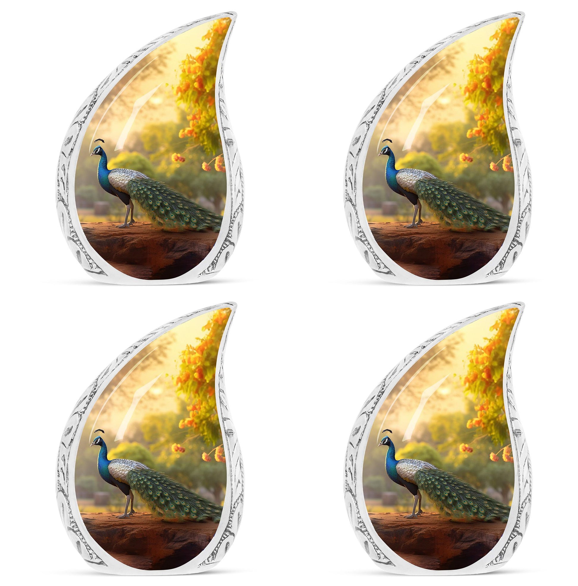 Teardrop Shape Peacock Urn Keepsake Urn Pack of 4