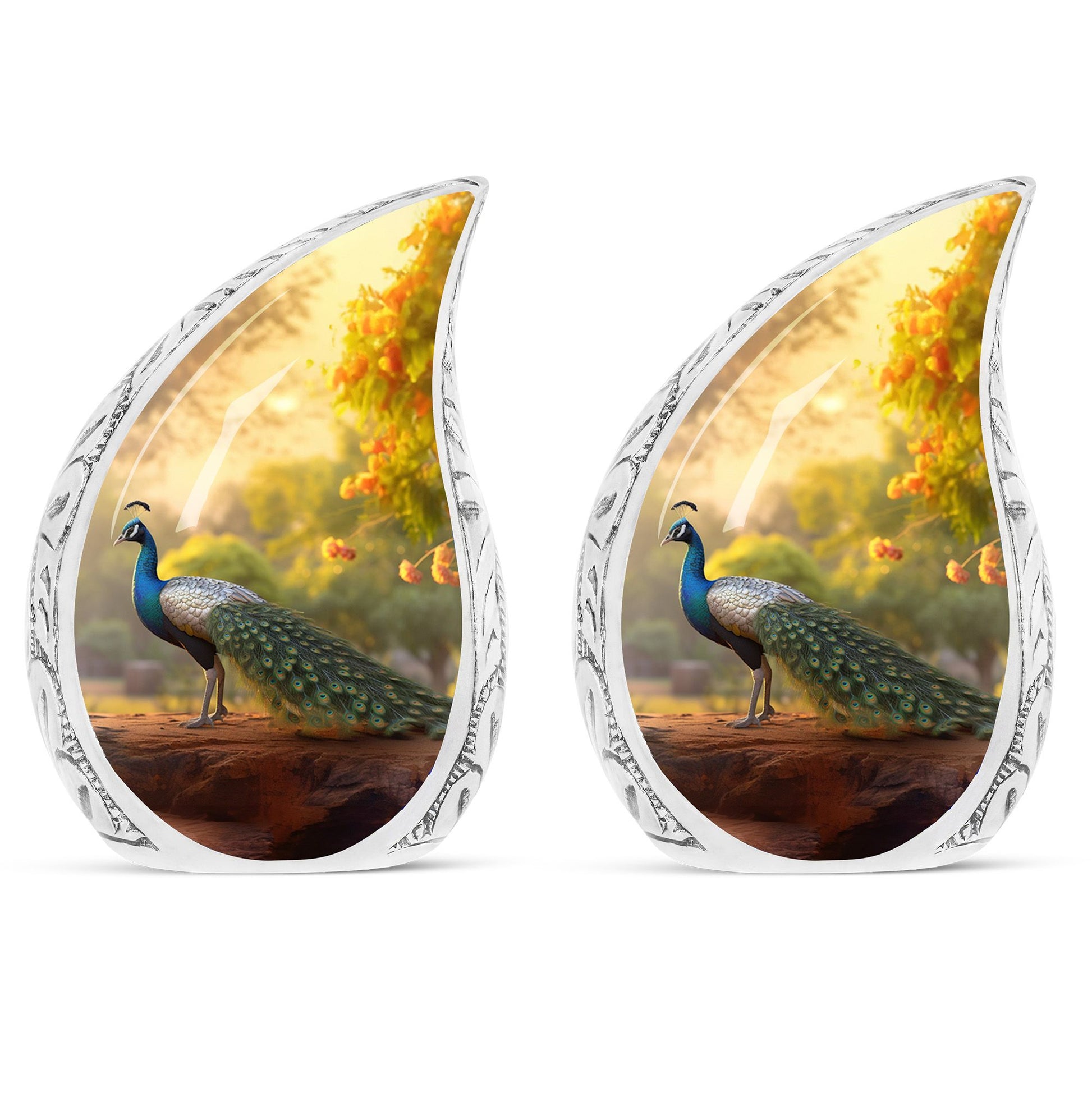 Teardrop Shape Peacock Urn Keepsake Urn Pack of 2