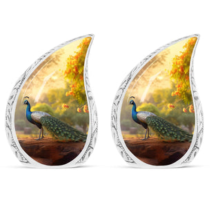 Teardrop Shape Peacock Urn Keepsake Urn Pack of 2