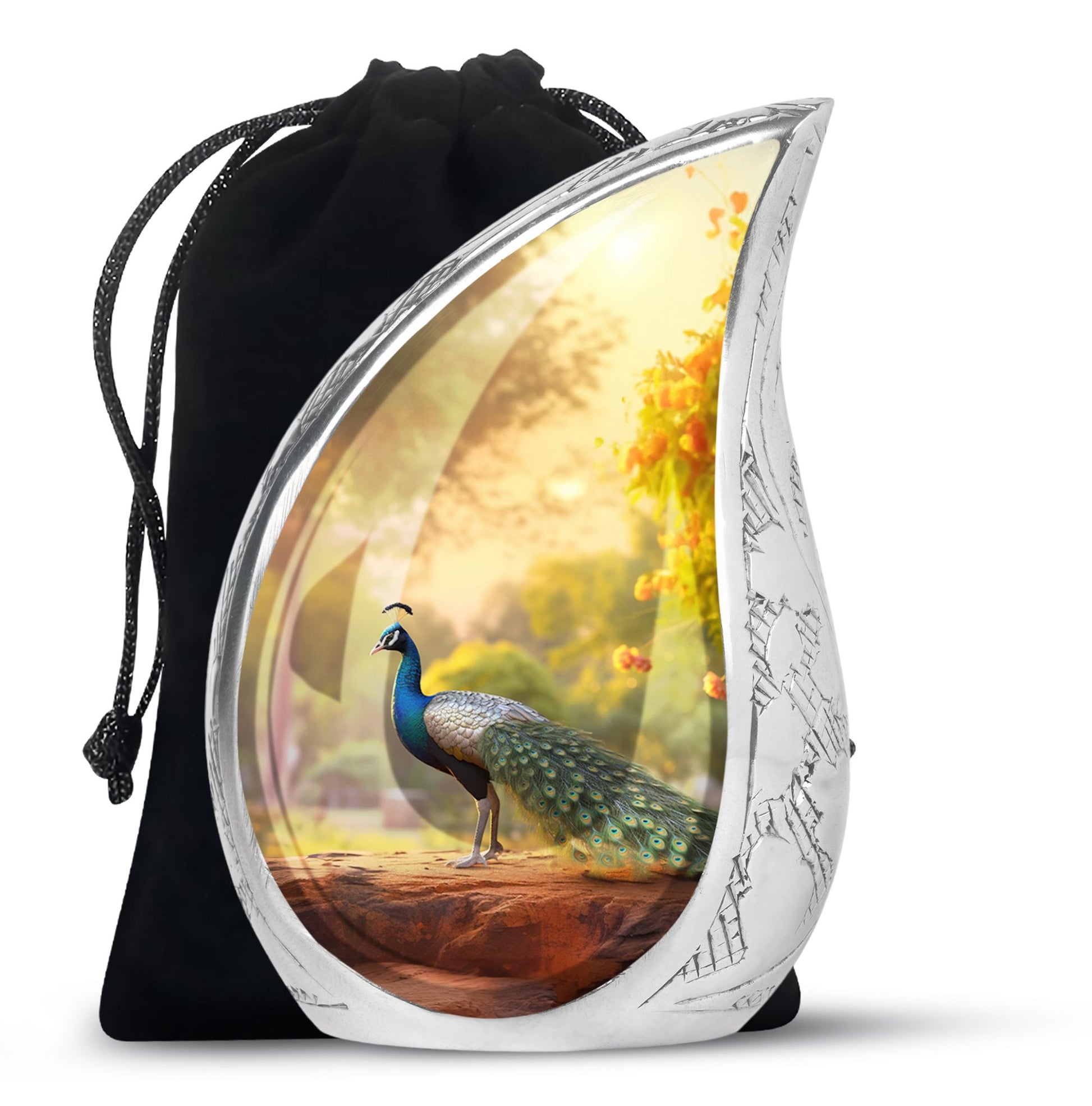 Teardrop Shape Peacock Urn Large 10 Inch
