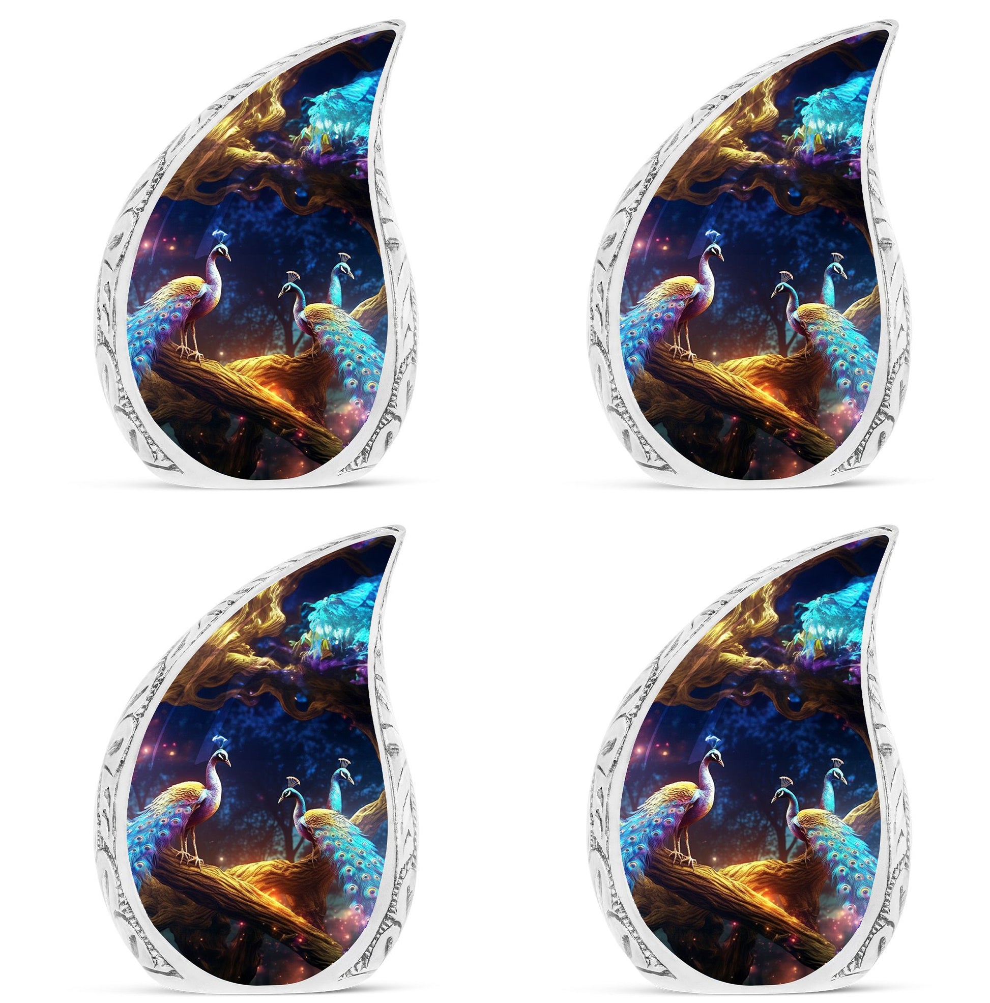 Peacock Due Face Off - Peacock Urn Teardrop Shaped Urns For Ashes