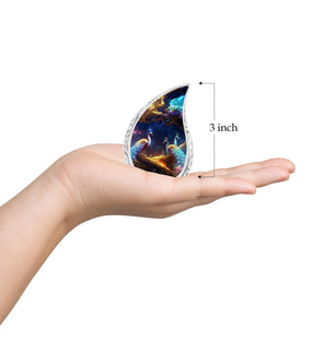 Teardrop Shape Peacock Urn Keepsake 3 Inch