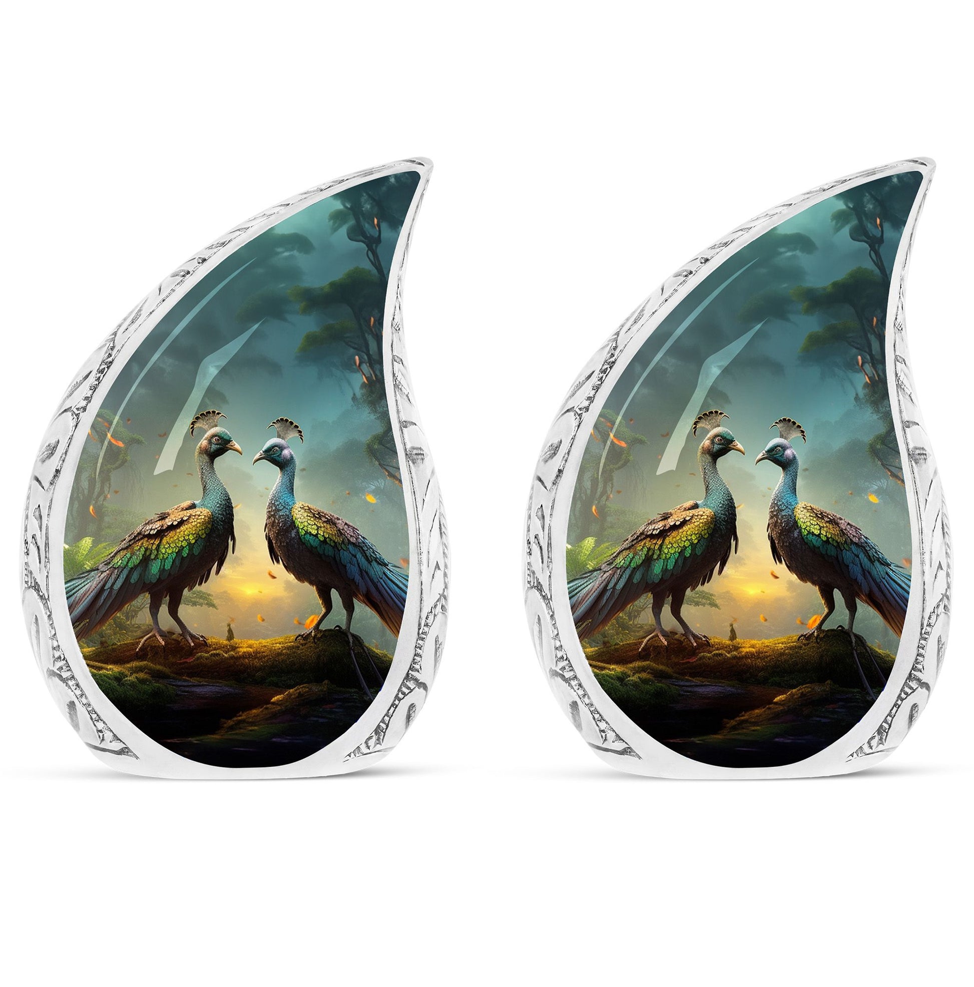 Teardrop Shape Peacock Urn Keepsake Urn Pack of 2