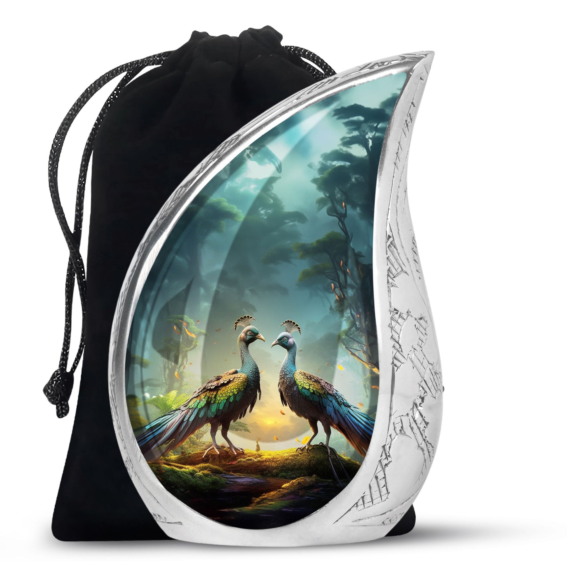 Teardrop Shape Peacock Urn Large 10 Inch