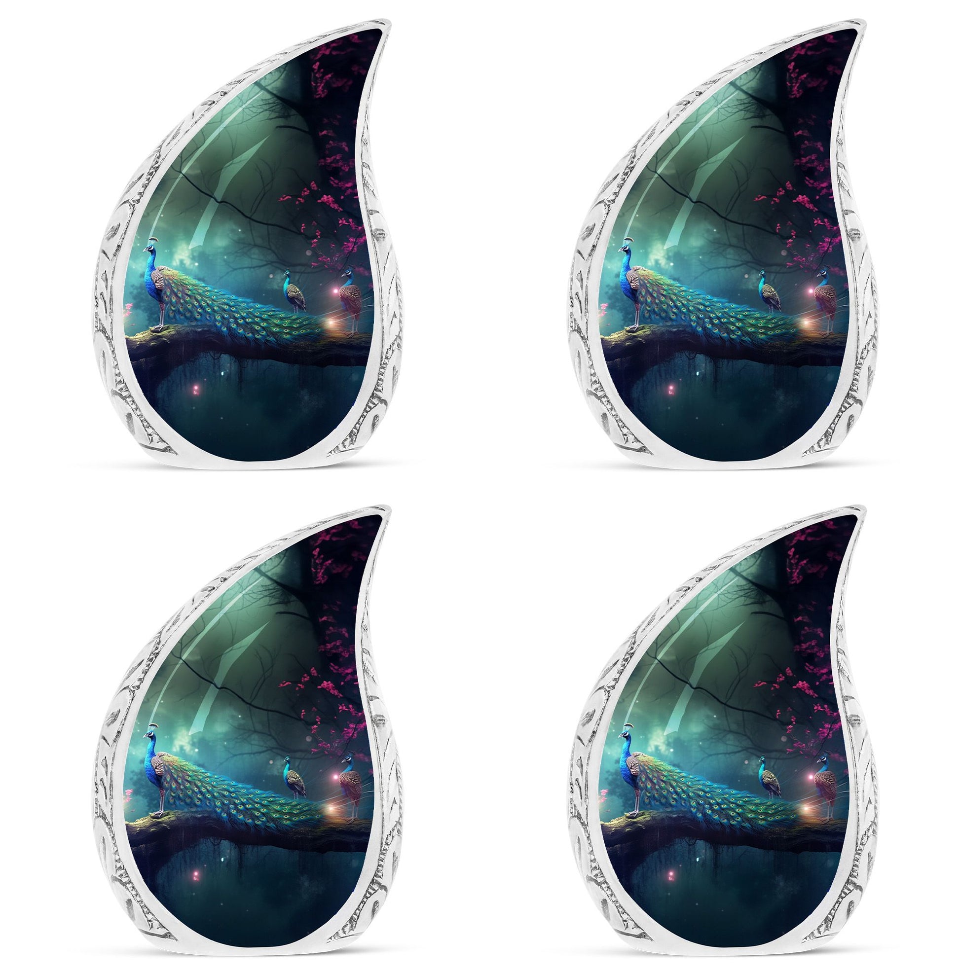 Teardrop Shape Peacock Urn Keepsake Urn Pack of 4