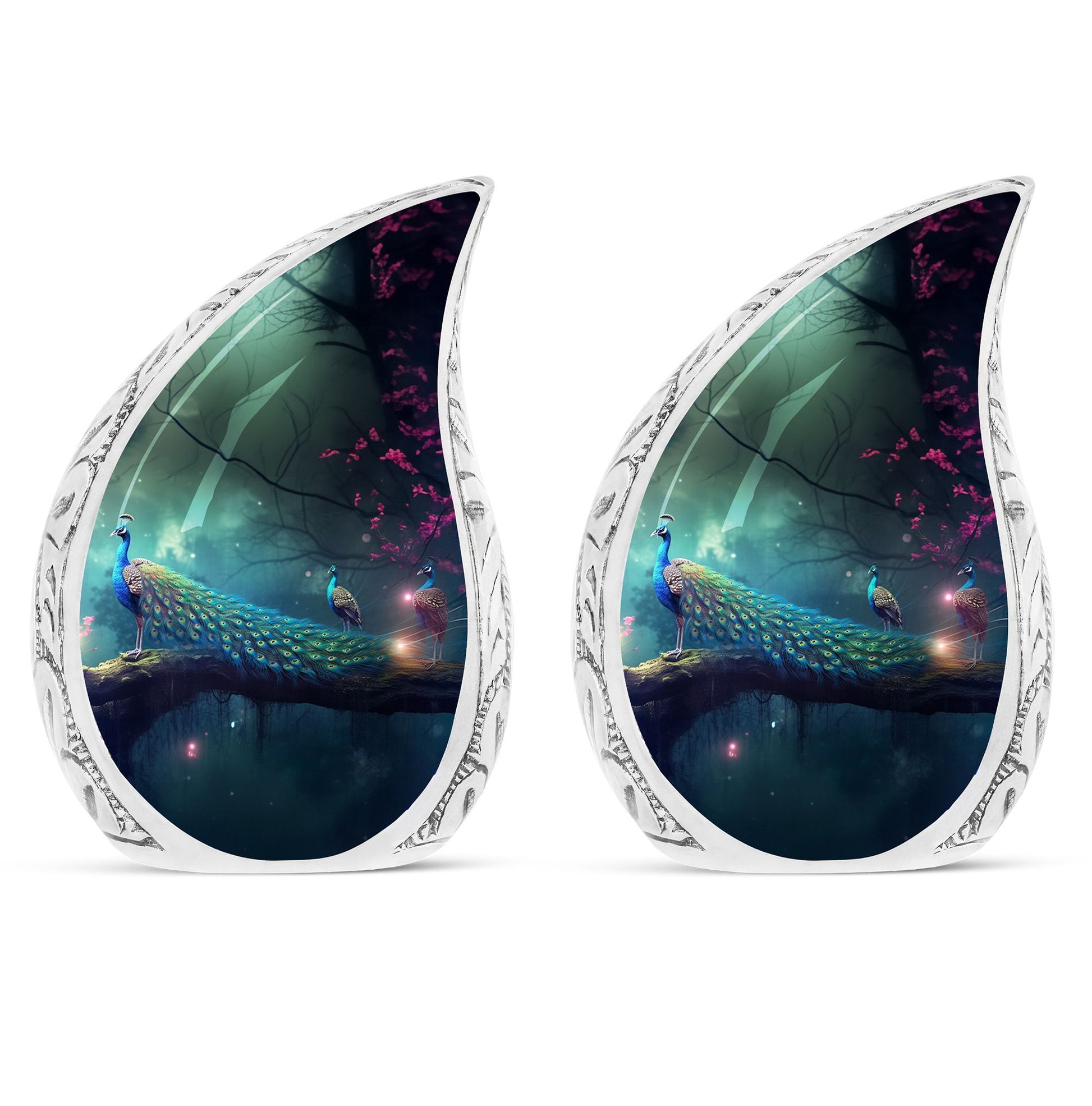 Teardrop Shape Peacock Urn Keepsake Urn Pack of 2