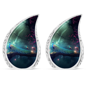Teardrop Shape Peacock Urn Keepsake Urn Pack of 2