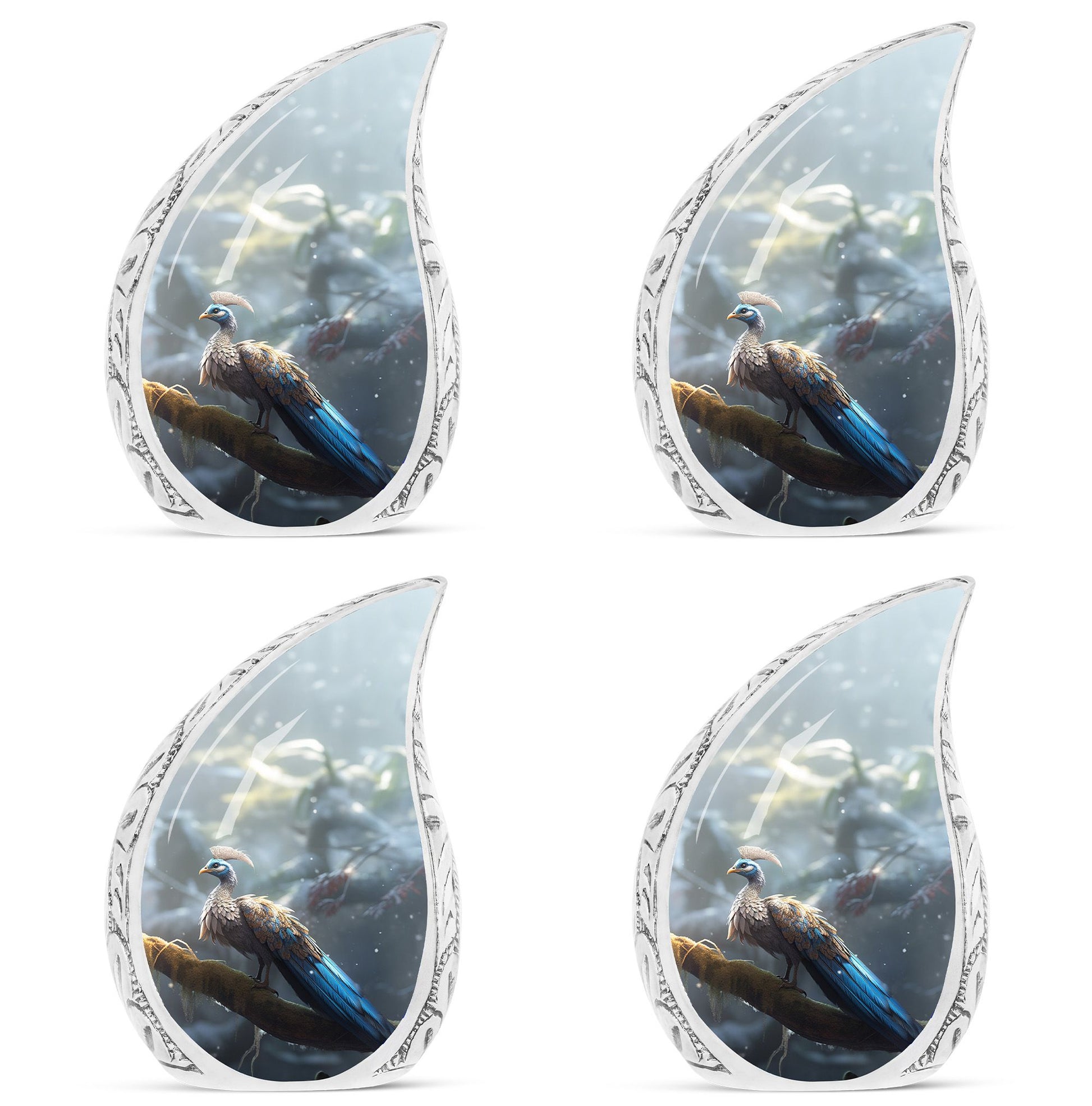 Teardrop Shape Peacock Urn Keepsake Urn Pack of 4