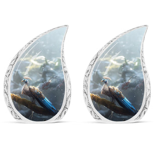 Mythical Peacock - Peacock Urn Teardrop Cremation Urn For Ashes